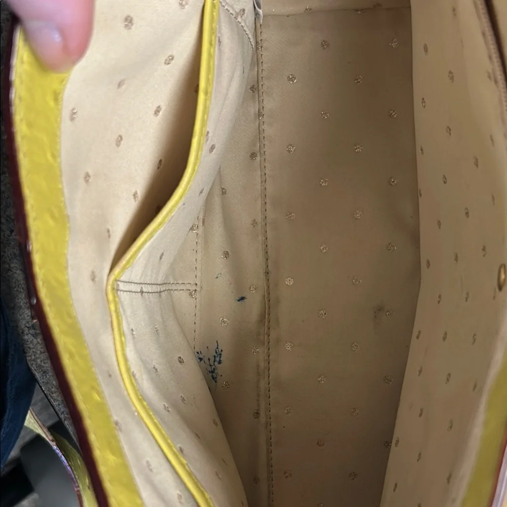 kate spade Yellow Ostrich-Texture Satchel with Top Handle